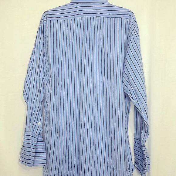 Burberry London Men's Blue Striped Luxury Dressy Career Designer Button Down - Picture 6 of 7